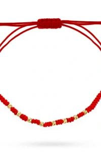 Gese - Bransoletka diamentowane kuleczki na czerwonym sznurku