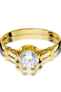 Marko - Złoty pierścionek 333 z dużą cyrkonią na zaręczyny krystaliczna