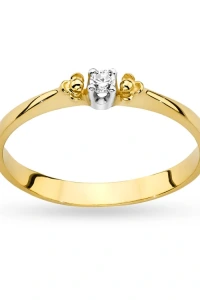 Marko - Złoty pierścionek z cyrkonią zdobiony obietnice