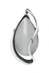 Gemma-bizuteria - Efektowne kolczyki srebrne białe kocie oko k438