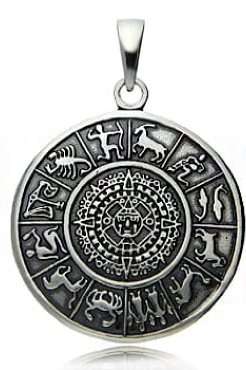 Gemma talizman kalendarz aztecki zodiaki srebro 925