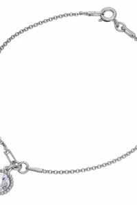 Kom-bizuteria - Bransoletka łańcuszek z okrągłym oczkiem, kryształ swarovski®, srebro 925