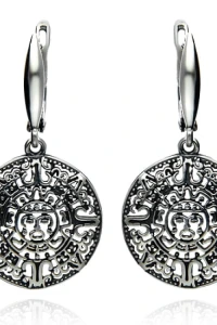 Gemma-bizuteria - Kolczyki srebro 925 aztecki kalendarz wieczności