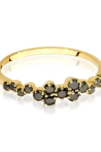 Marko - Złoty pierścionek z czarnymi brylantami nieregularny delikatny kontrasty