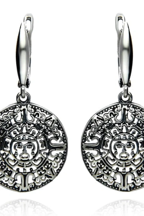 Kolczyki srebro 925 aztecki kalendarz wieczności