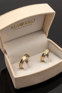Marko - Dwukolorowe obrączki żółte i białe złoto z soczewką i cyrkoniami