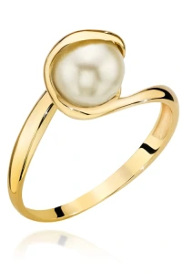 Marko - Złoty pierścionek elegancki klasyczny z perłą jeso