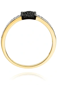 Marko - Złoty pierścionek z czarnymi i białymi brylantami Kontrasty