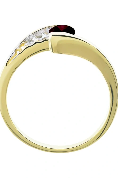 Asymetryczny złoty pierścionek rubinowy kamień pr. 333 3.1534cz