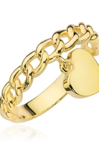 Marko - Złoty delikatny pierścionek przeplatany łańcuszek z zawieszką serce supreni