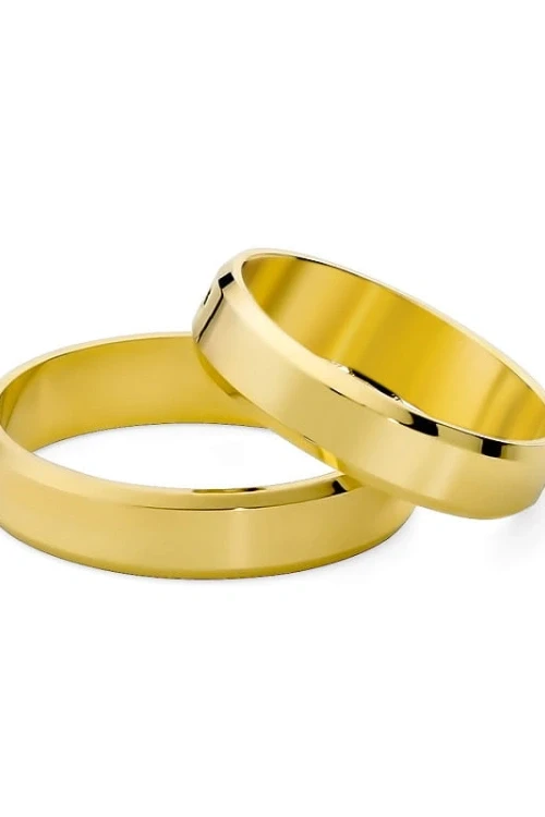 Klasyczne obrączki ślubne ze złota 585 w 7 dni fazowane krawędzie MARKO