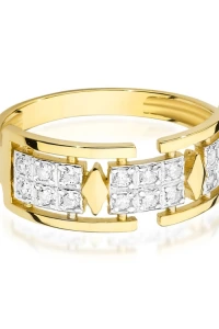 Marko - Złoty pierścionek dwukolorowy z cyrkoniami soledo