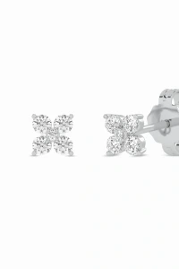 Kom-bizuteria - Lab grown diamond stud earrings, diamentowe złote kolczyki,białe złoto, 4 diamenty w jednej sztuce