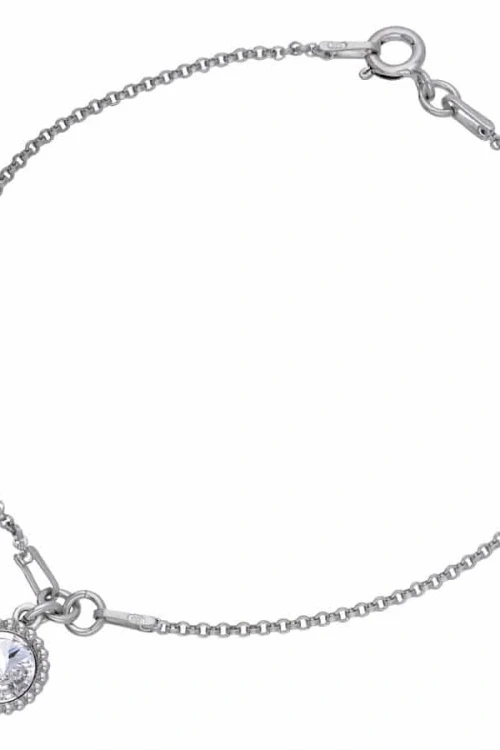 Bransoletka łańcuszek z okrągłym oczkiem, kryształ swarovski®, srebro 925