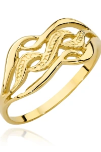 Marko - Złoty pierścionek zdobiony ażurowy przeplatany retro obietnice