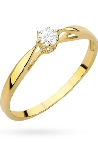 Marko - Złoty pierścionek zaręczynowy z pojedynczą cyrkonią klasyka
