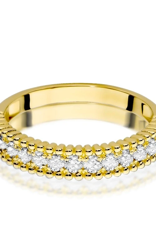 Złoty pierścionek obrączka z brylantami 0,30ct soledo