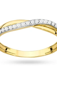 Marko - Złoty delikatny pierścionek falka z cyrkoniami soledo