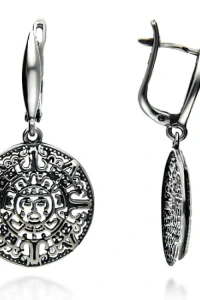 Gemma-bizuteria - Kolczyki srebro 925 aztecki kalendarz wieczności