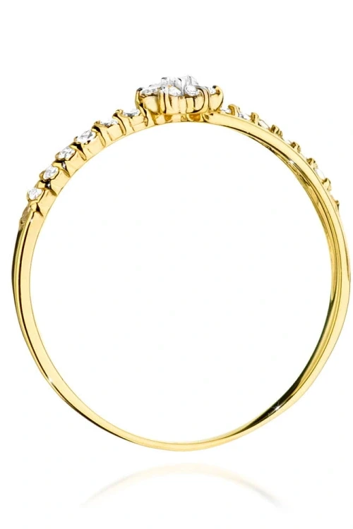 Złoty pierścionek kwiatek cyrkonie Soledo