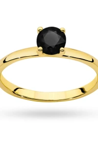Marko - Złoty klasyczny pierścionek z czarnym brylantem kultowa