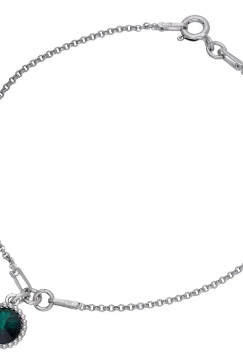 Bransoletka łańcuszek z okrągłym oczkiem, kryształ swarovski®, srebro 925