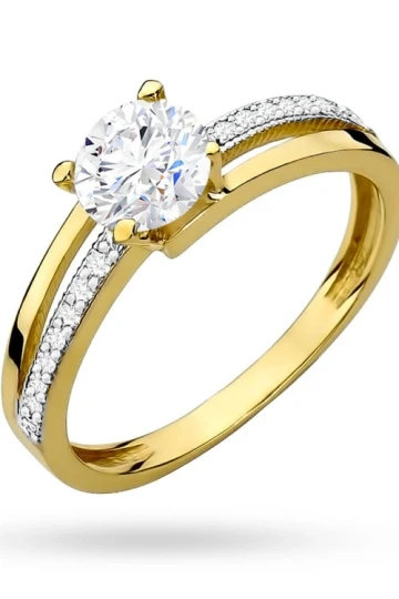 Złoty pierścionek z cyrkoniami krystaliczna