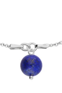 Kom-bizuteria - Srebrna bransoletka z naturalnym, niebieskim kamieniem lapis lazuli