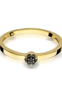 Marko - Złoty pierścionek zaręczynowy z czarnymi brylantami kontrasty
