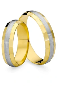 Marko - Dwukolorowe złote obrączki matowany pierścień marko