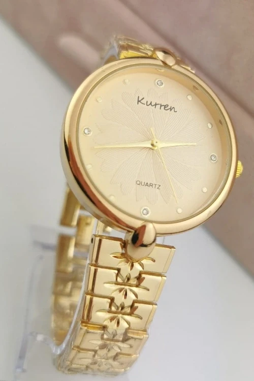 Zegarek damski ekskluzywny ZŁOTY kryształki na bransolecie złota tarcza