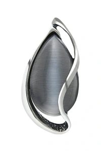 Gemma-bizuteria - Efektowne kolczyki srebrne szare kocie oko k438