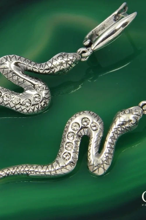 Kolczyki wiszące srebro 925 modne węże żmijki