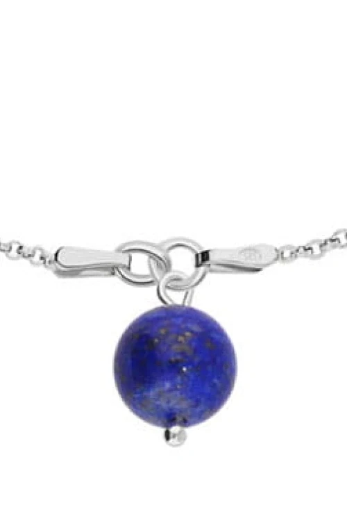 Srebrna bransoletka z naturalnym, niebieskim kamieniem lapis lazuli