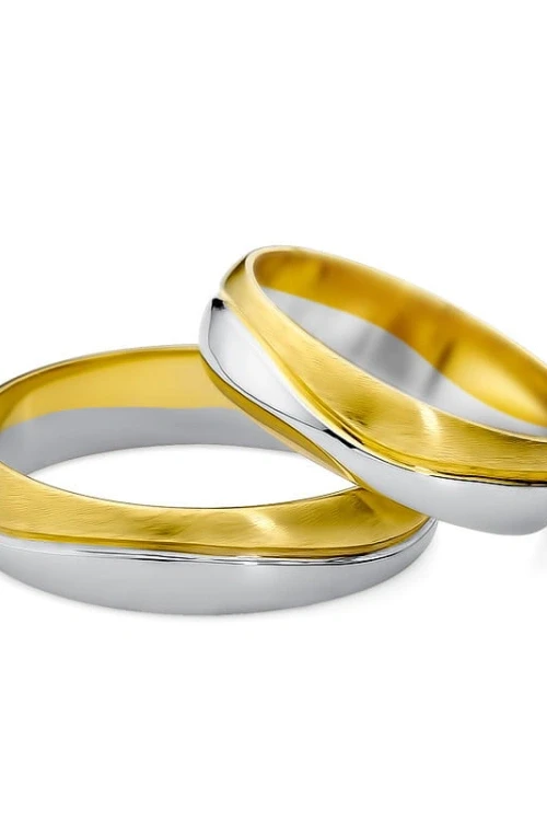 Obrączki ślubne dwukolorowe złoto 585 falka marko