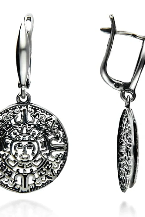 Kolczyki srebro 925 aztecki kalendarz wieczności