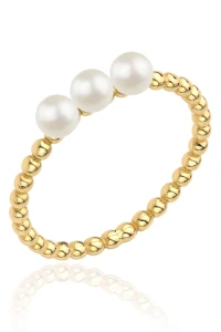 Gese - Pierścionek złoty kulkowy z perłami