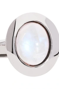 Kom-bizuteria - Srebrny pierścionek z naturalnym kamieniem księżycowym (moonstone)