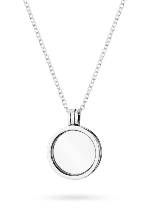 Naszyjnik srebrny sekretnik szklany otwierany medalion charms