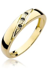 Marko - Złoty pierścionek obrączka z czarnymi brylantami kontrasty