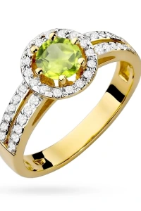 Marko - Złoty pierścionek zaręczynowy z oliwinem i brylantami Dynastia