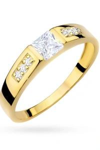 Marko - Złoty pierścionek z kwadratową cyrkonią krystaliczna