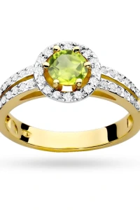 Marko - Złoty pierścionek zaręczynowy z oliwinem i brylantami Dynastia